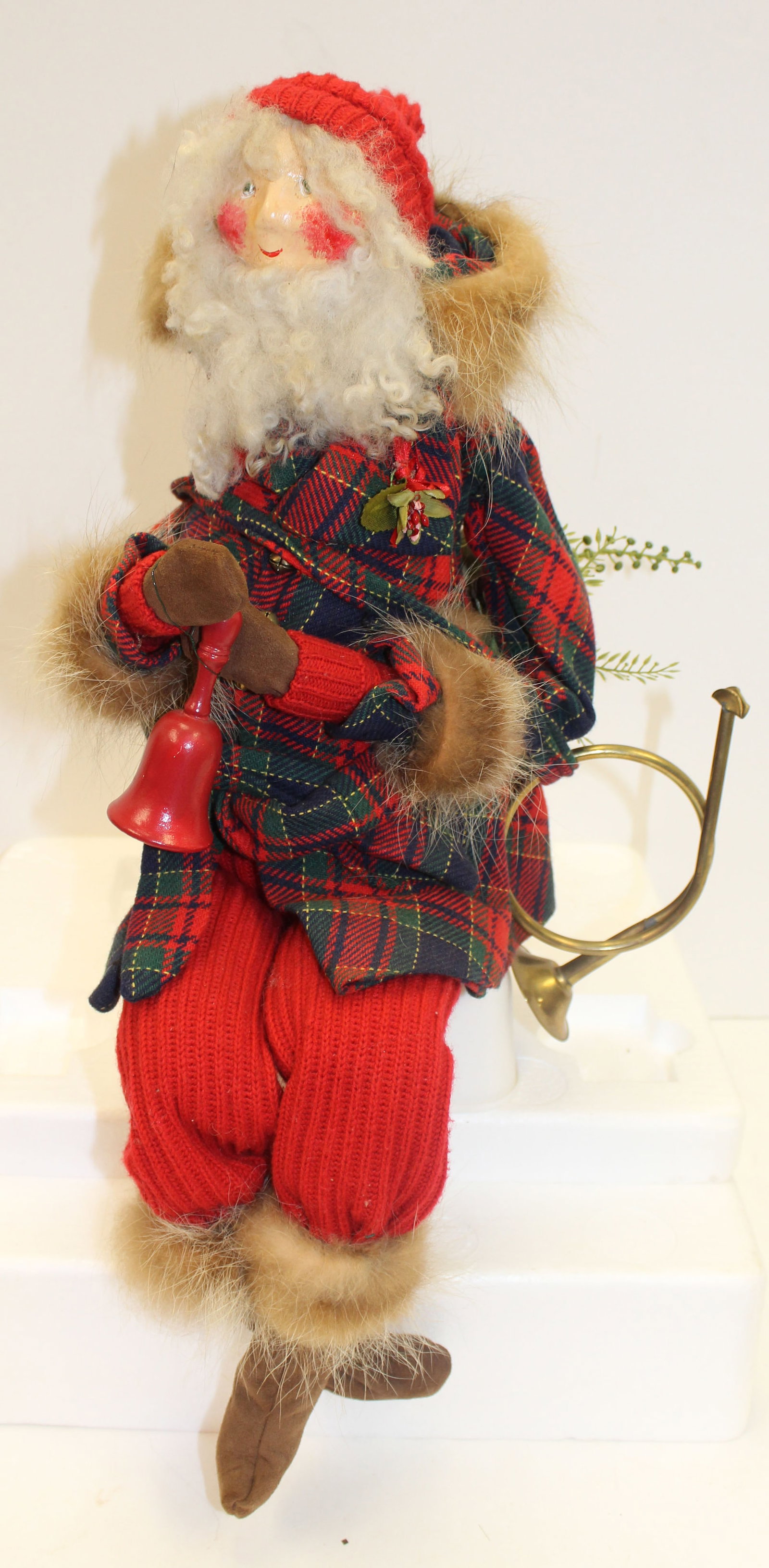 Artisan Christmas sitting Santa by local Fitzwilliam, NH artist Sybile Leary (now deceased) - 22": Artisan Christmas sitting Santa by local Fitzwilliam, NH artist Sybile Leary (now deceased) - 22" tall