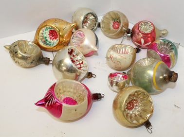 Lot of antique glass Christmas ornaments - indents