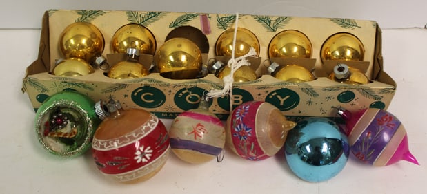 Lot of glass Christmas ornaments incl some in orig box by Coby