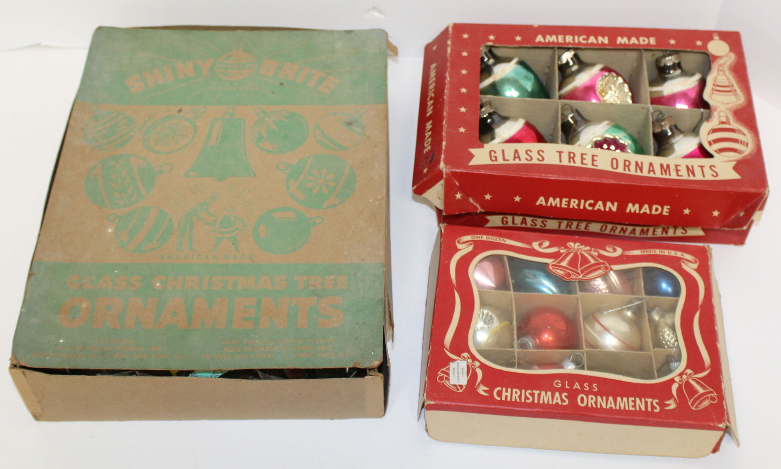 Lot of 3 boxes of vintage glass Christmas ornaments incl Shiny Brite (1 of 7)