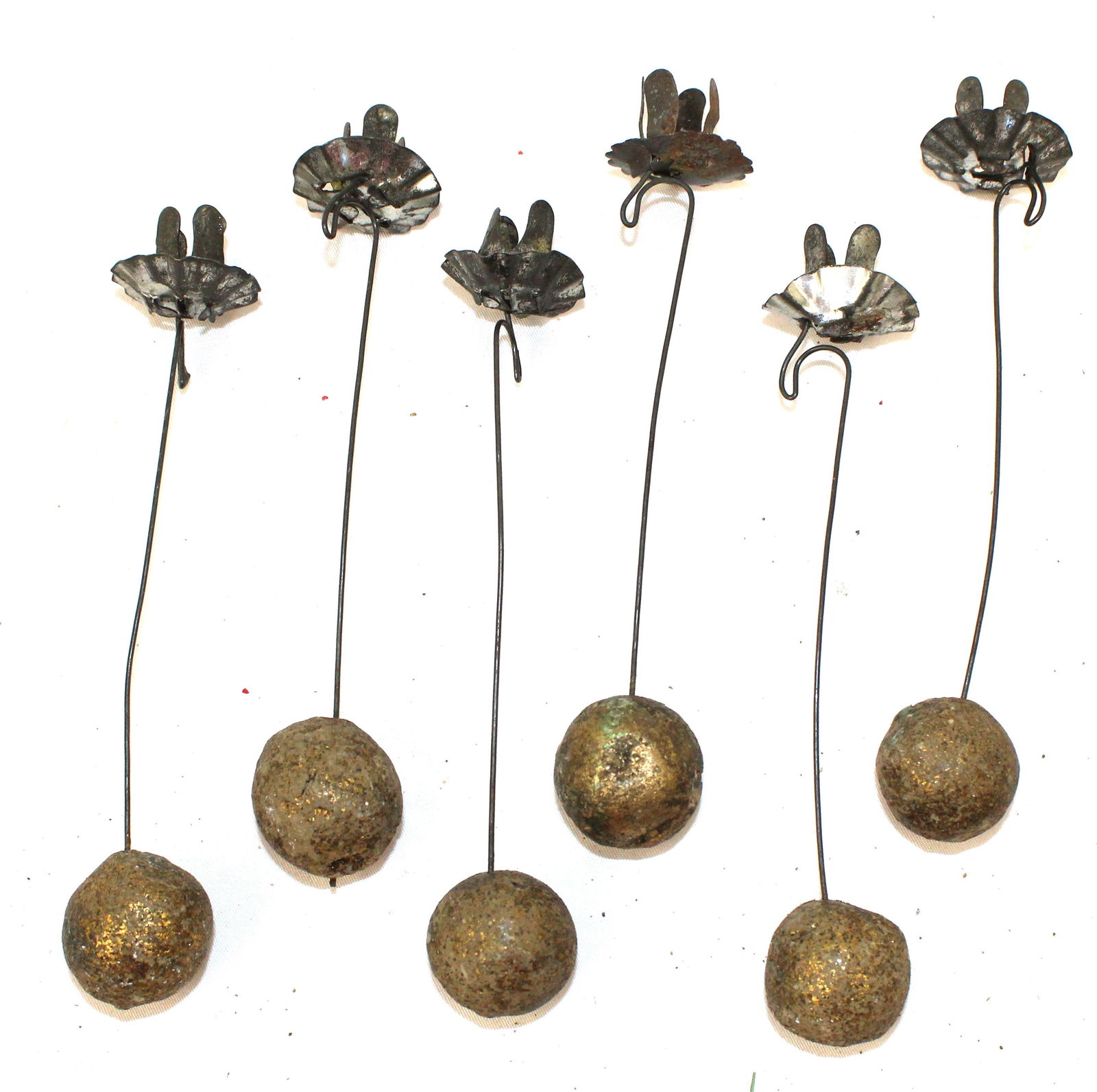 Lot of 6 gold ball weighted Christmas Tree candle holders - 6" (1 of 5)