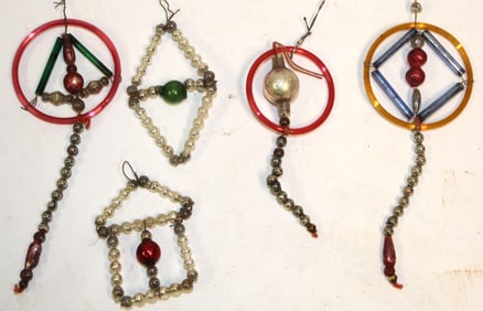 Lot of 5 Czech glass bead Christmas ornaments