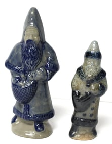 Lot of 2 porcelain Santas - 7 1/2" & 5 1/2"