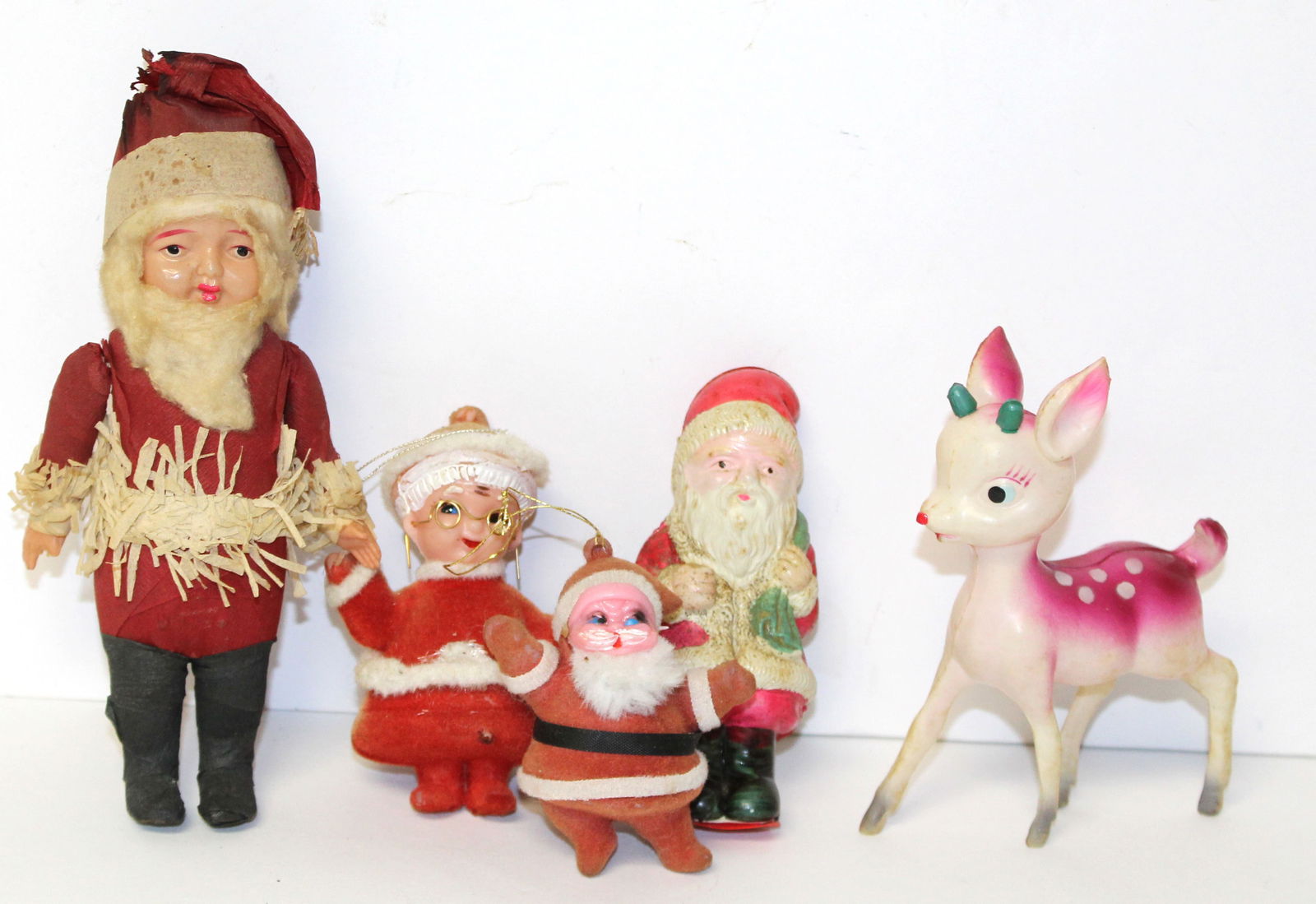 Lot of celluloid & plastic vintage Christmas figures incl Santa, reindeer & Mrs. Claus (1 of 6)