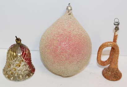 Lot of 3 antique glass Christmas ornaments
