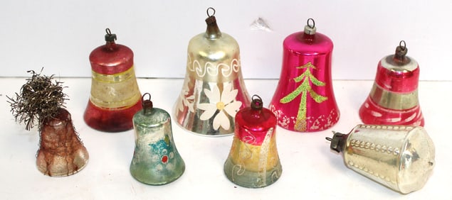 Lot of vintage/antique glass bell Christmas ornaments