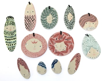 Lot of 12 contemporary Pottery Parade Christmas ornaments - Ulrecht Holland  - Sandra Aperloo artist