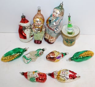 Lot of contemporary glass figural Christmas ornaments