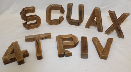 Lot of vintage/antique wooden 4" block letters & numbers
