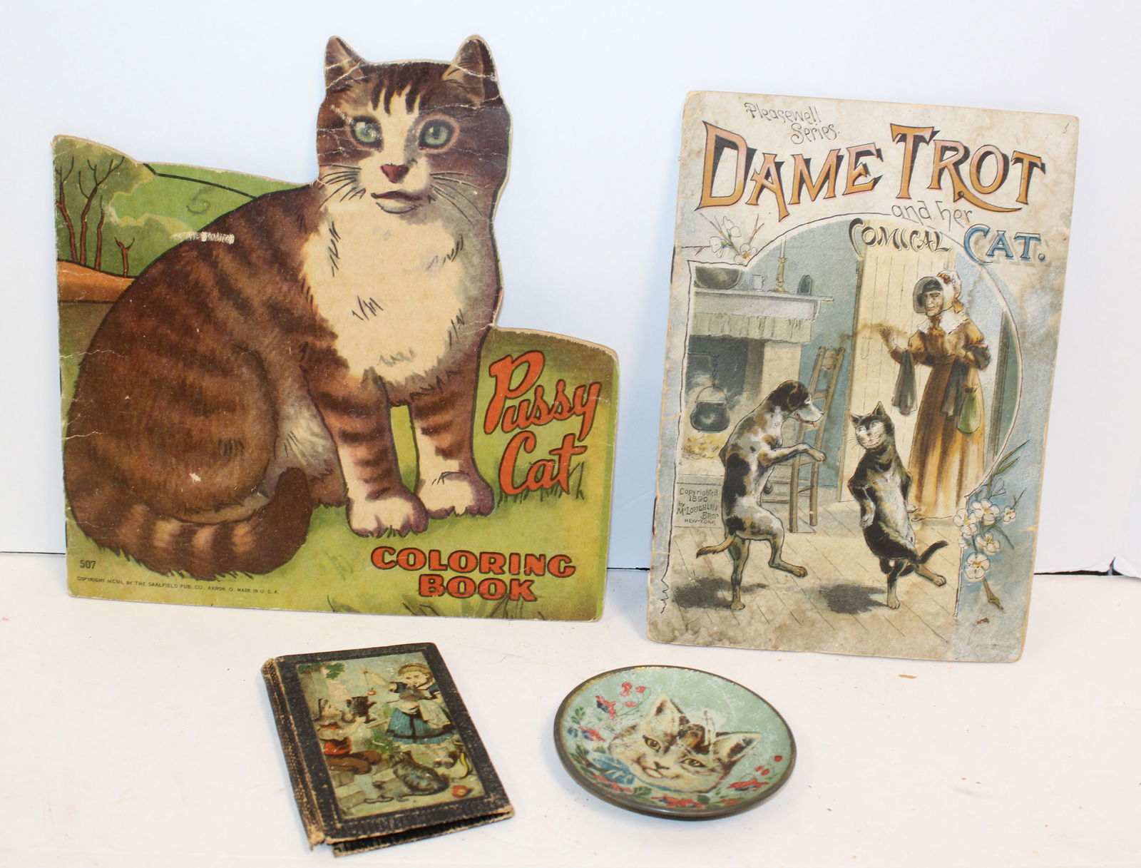 Lot of cat related children's items incl coloring book, small saucer, book, etc (1 of 4)