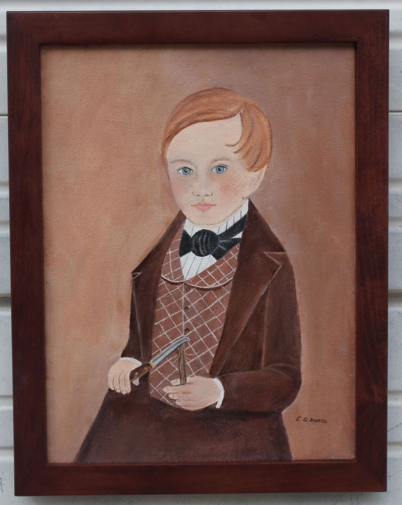 Evelyn S. Dubiel (b. 1922 - America's foremost living f: Evelyn S. Dubiel (b. 1922 - America's foremost living folk artist) 16"x12" o/c titled "The Younger Generation" in the manner of William Matthew Prior - Provenance: Dubiel Family