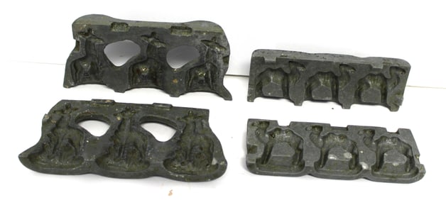 Lot of 2 antique pewter candy molds - camel & giraffe -