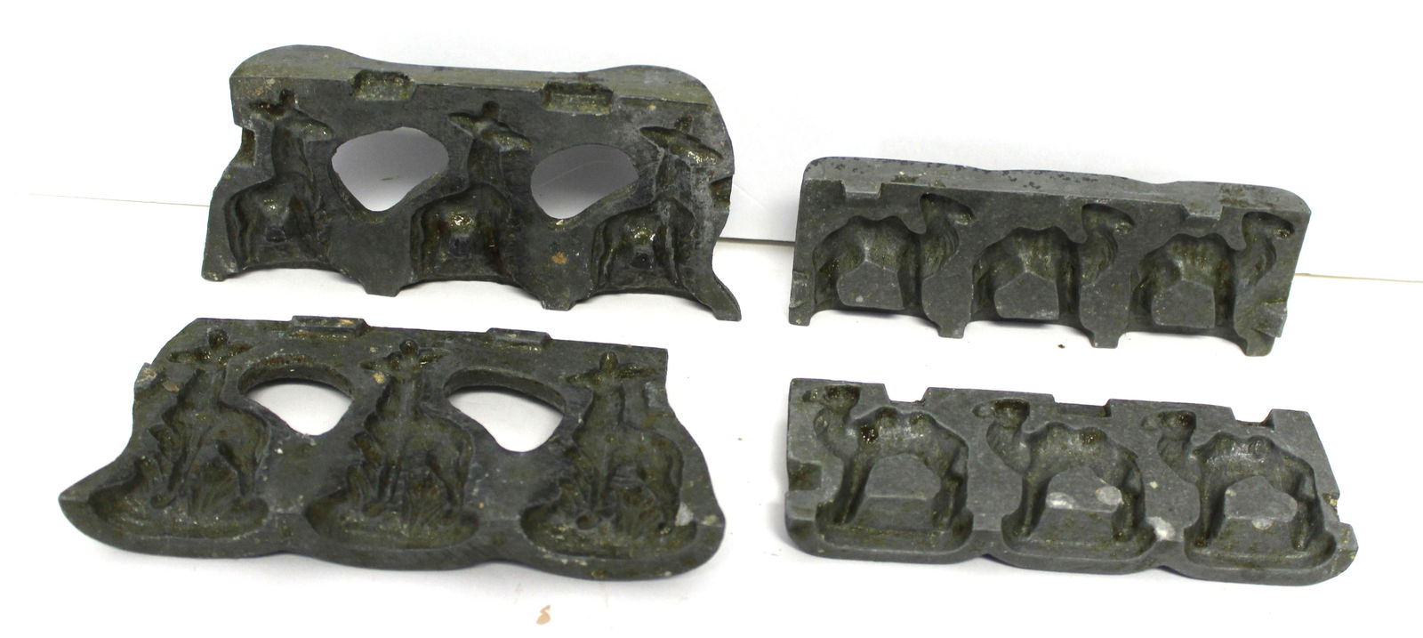 Lot of 2 antique pewter candy molds - camel & giraffe - (1 of 7)