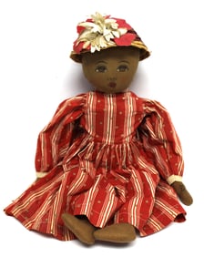 Antique rag doll w painted face - 21" tall