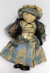 Antique rag doll w painted face - 22" tall