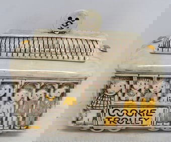 Vintage "Treasure Craft" Trolley cookie jar - 9" tall x 11"x6"