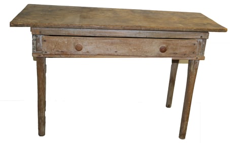 Primitive country 1 drawer table w traces of paint - 28 1/2" tall x 46"x19"