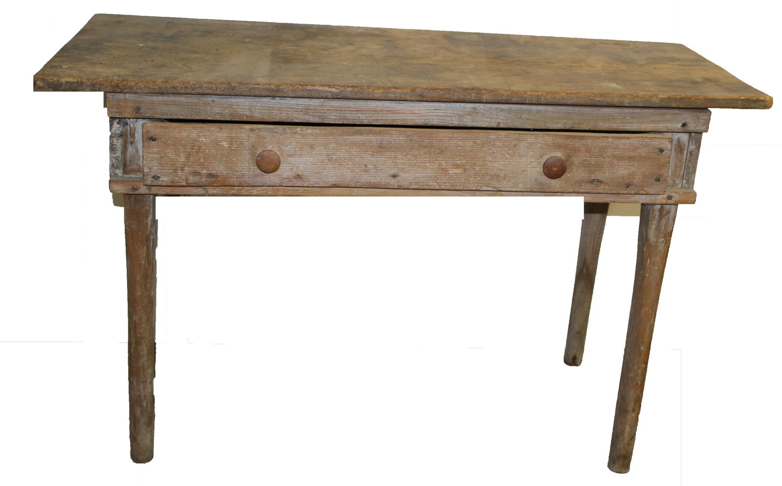 Primitive country 1 drawer table w traces of paint - 28 1/2" tall x 46"x19" (1 of 6)