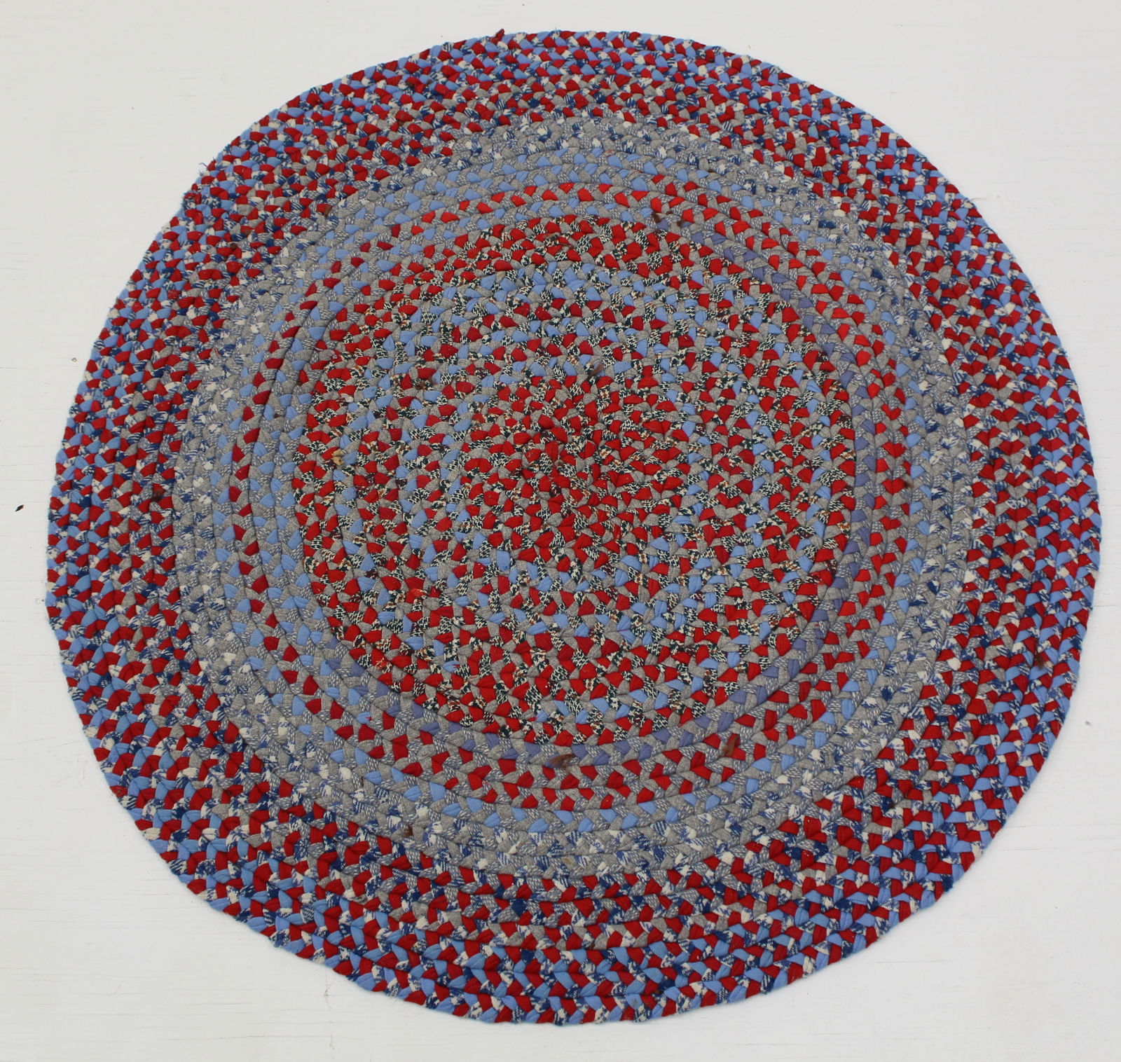 Round blue & red braided area rug - 34" diam (1 of 3)