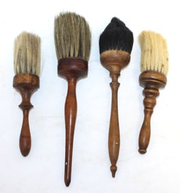 Lot of 4 antique wooden handled Shaker brushes - 8"-11"