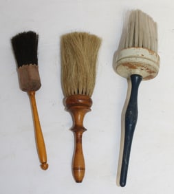 Lot of 3 antique wooden handled brushes - 8 1/2" - 9"