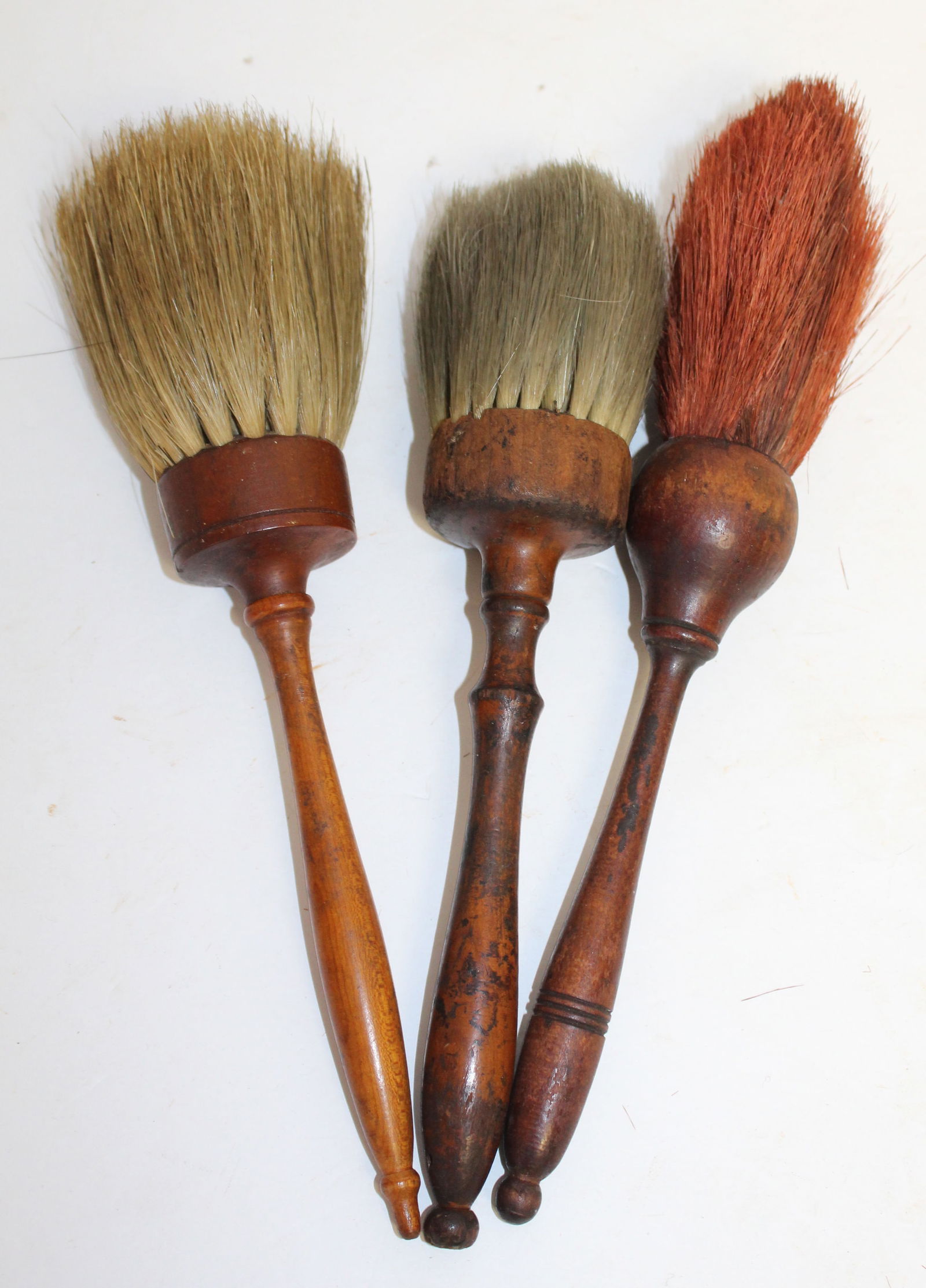 Lot of 3 antique wooden handled brushes - 10", 11" & 12" (1 of 6)