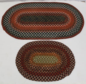 Lot of 2 oval braided area rugs - 45"x24" & 27"x19"