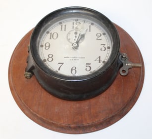Vintage Mark I US Navy Deck Clock - 6 1/2" diam