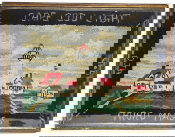 Signed & dated 1950 mounted Cape Cod (Truro) hooked rug - 28"x36"