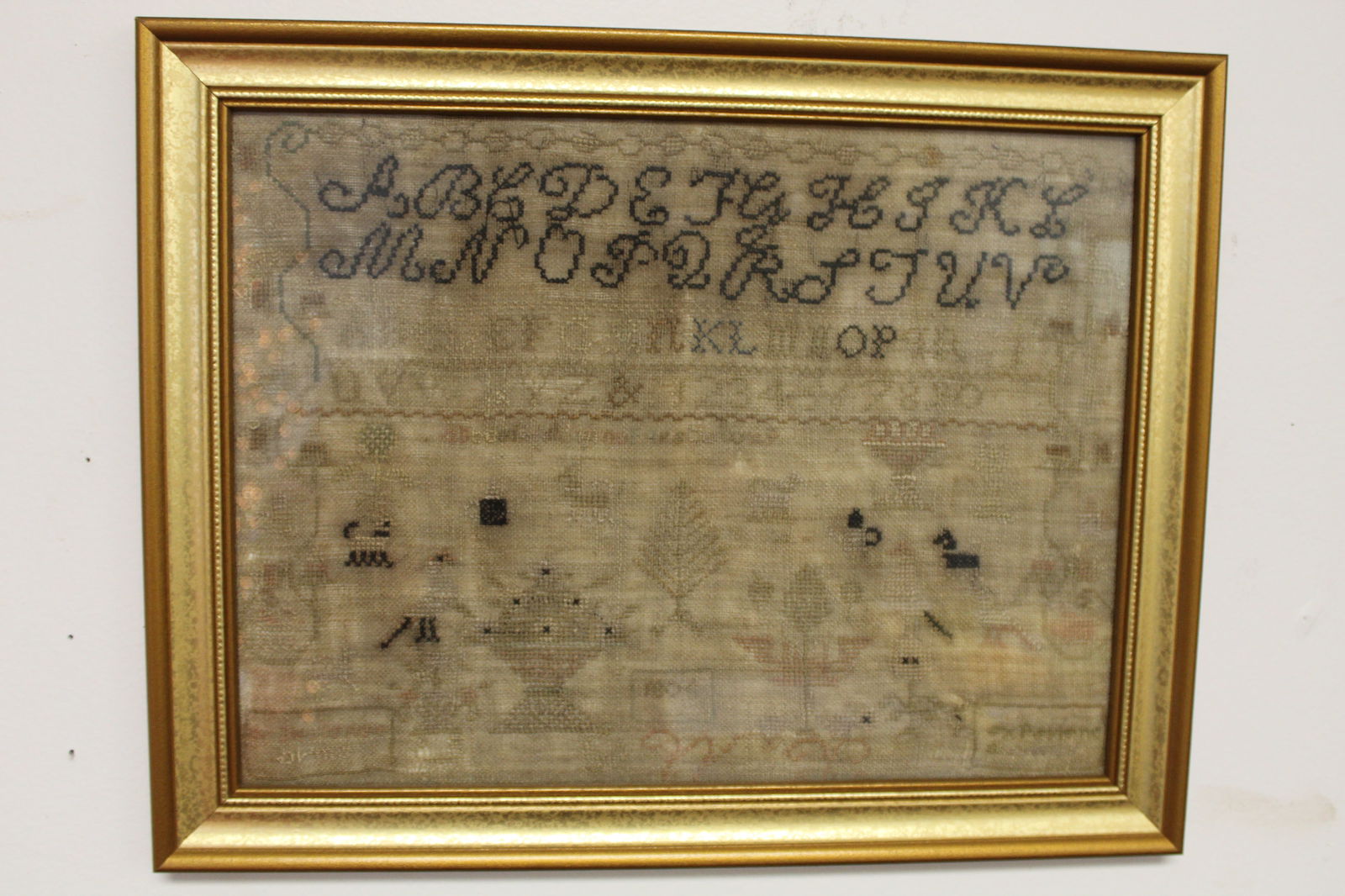 Antique sampler done by Experience Shepherd age 10 in 1804 - 14 1/2"x18 1/2" framed size (1 of 13)