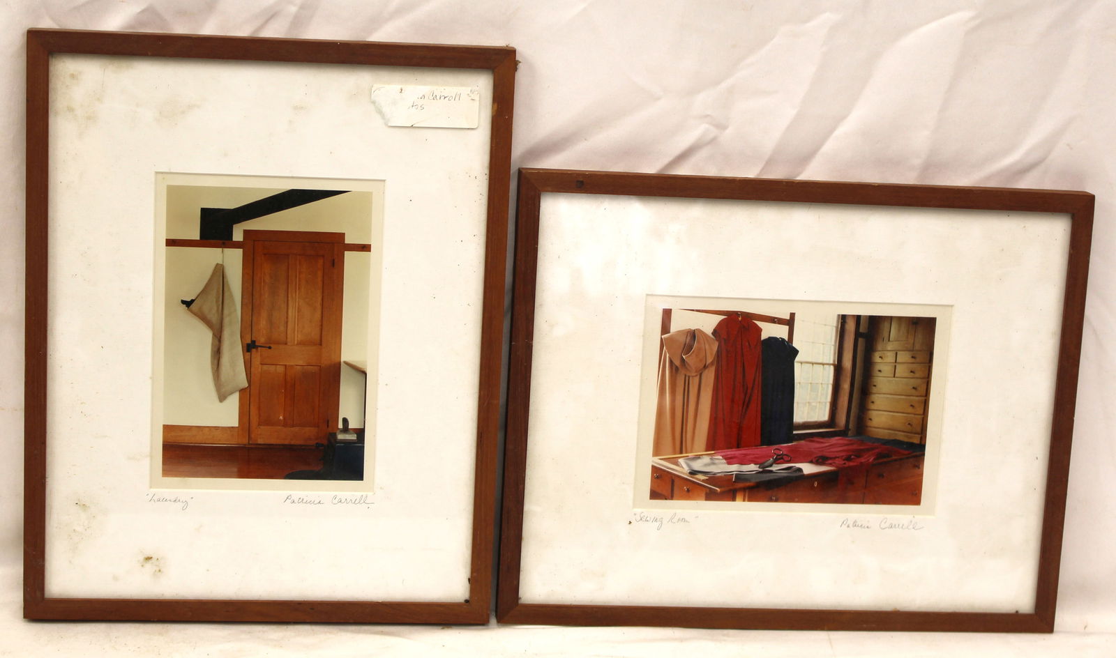 Lot of 2 pencil signed Patricia Carrell framed photographs titled "Laundry" & "Sewing Room" -: Lot of 2 pencil signed Patricia Carrell framed photographs titled "Laundry" & "Sewing Room" - overall framed size 14 1/2"x11 1/2"