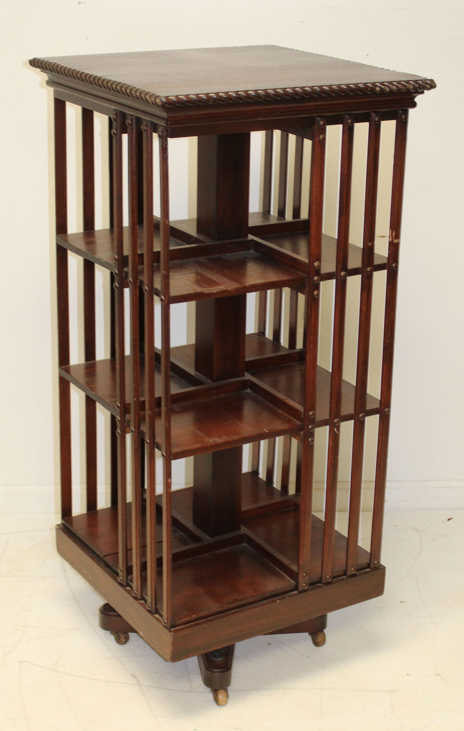 Antique mahogany rotating library stand  - 45" tall x 21" wide x 21" wide (1 of 5)