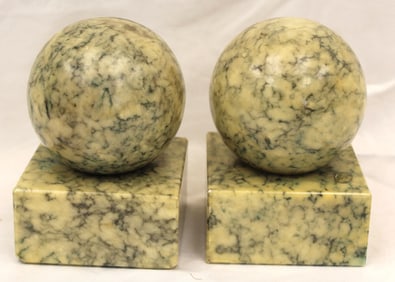 Pair of marble sphere shaped bookends - 5 1/2" tall