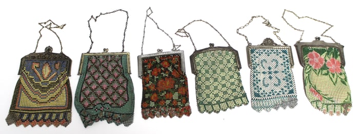 Lot of 6 antique beaded purses