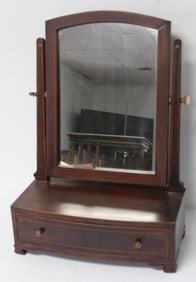 Antique mahogany 1 drawer dresser/shaving mirror - 20" tall x 14"x6"