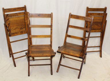 Set of 4 vintage folding deck chairs