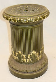 Antique green glaze pottery pedestal - 20" tall x 13" deep