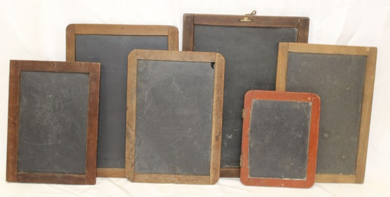 Lot of 6 vintage/antique chalkboard/slates - 8 1/2"x6 1/2" - 14 1/2" x 11"