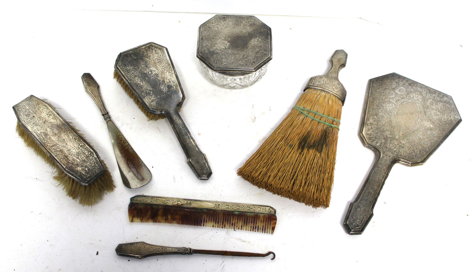 Silver 8 piece matching dresser set - 4 1/2"-11" (1 of 9)