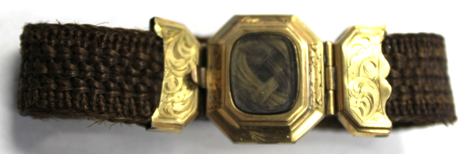 Victorian mourning bracelet w braided locks of hair & braided band (1 of 5)