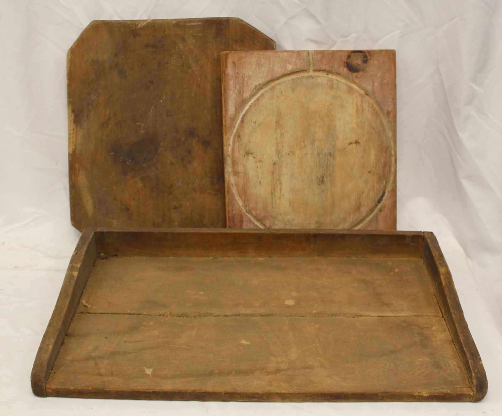 Lot of 3 antique wooden cutting/dough boards - 18"x5" & 15" x13" (1 of 4)