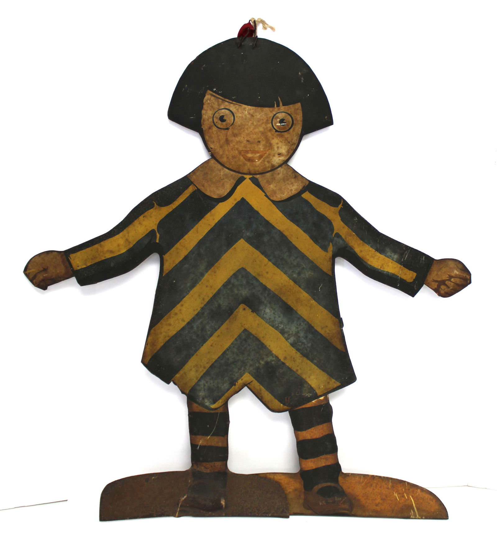 Early 20thC painted embossed double sided child advertising sign - 29 1/2" tallx24" (1 of 7)