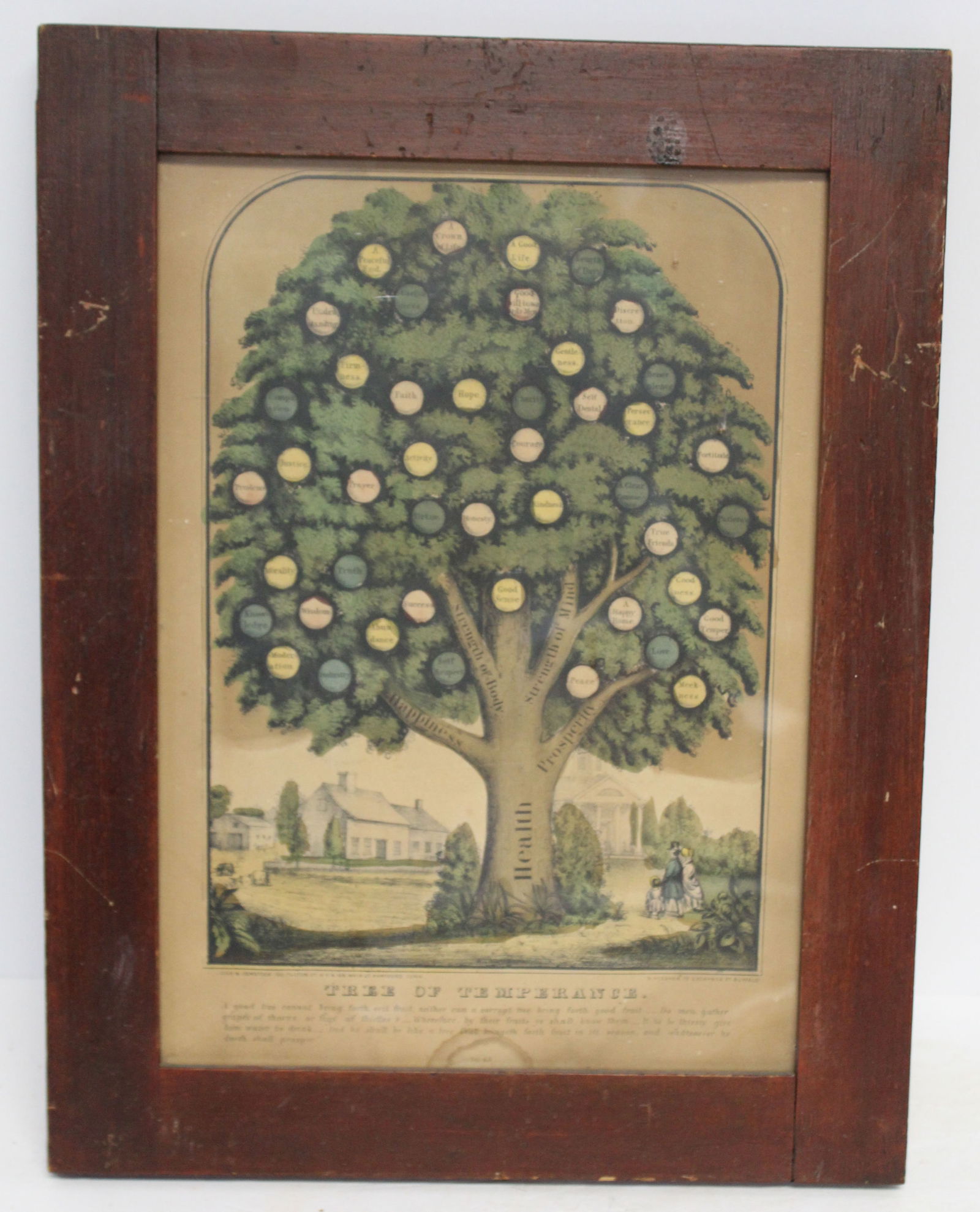 Antique framed print "Tree of Temperance" - overall framed size 17"x13" (1 of 7)