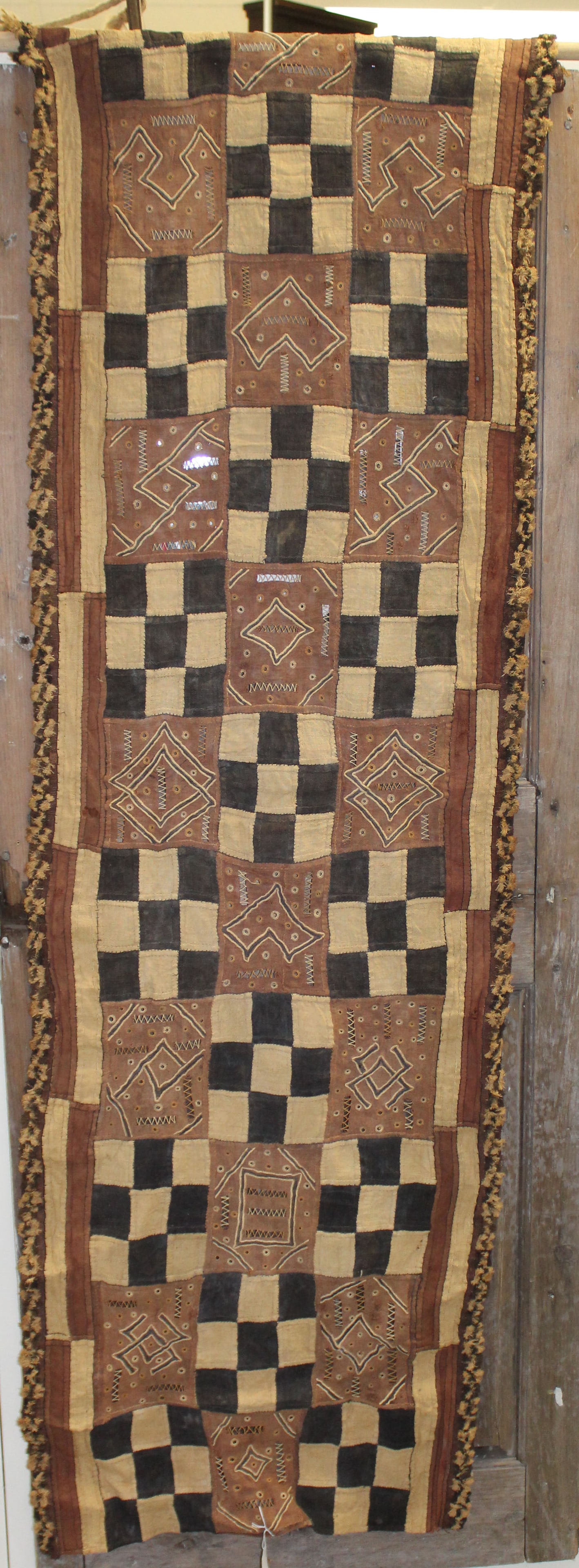 Antique Tribal wall hanging embroidered piecework textile (1 of 7)