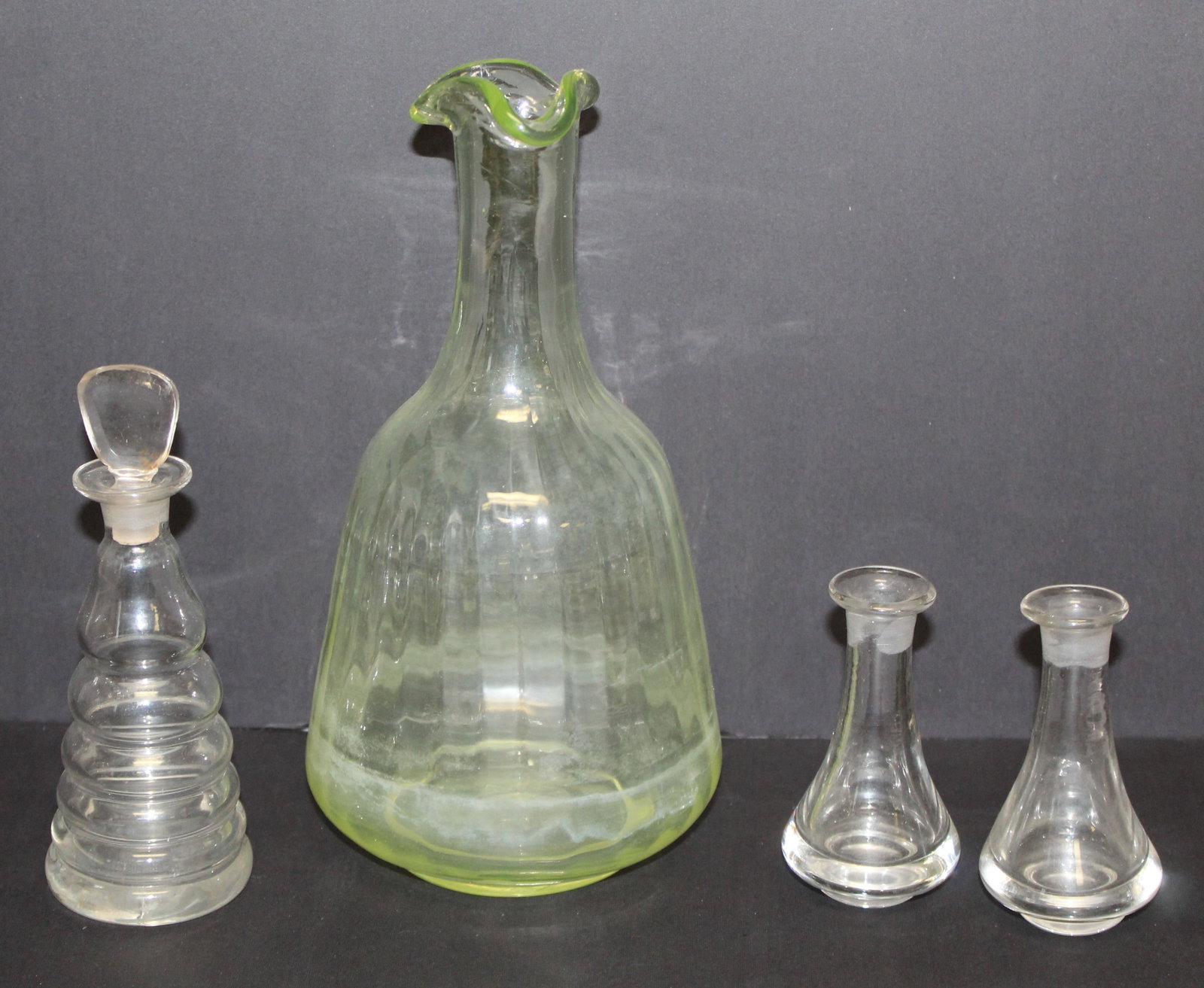 Lot of 4 antique Absinthe carafes/topettes - 4"-9 1/2" tall: Lot of 4 antique Absinthe carafes/topettes - 4"-9 1/2" tall