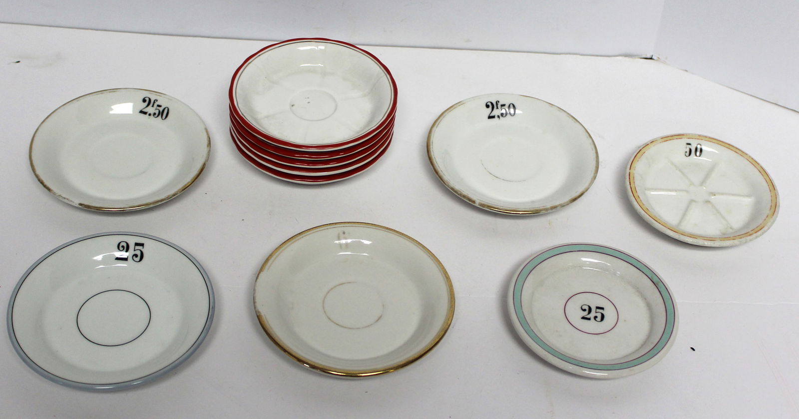 Lot of 7 antique Absinthe coasters - 4 1/2" -5" diam (1 of 9)