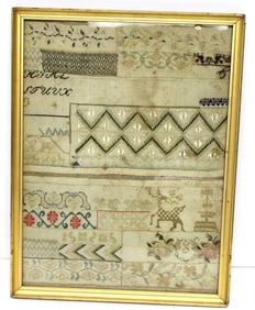Antique Sampler - overall framed size 14 1/2"x 18 1/2"