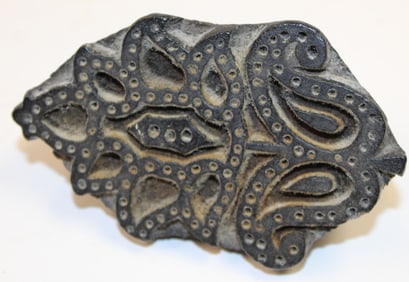 Antique carved floral motif print block -