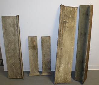 Lot of 5 antique wooden painted architectural panels incl mantle pieces - 27 1/2" - 50" tall