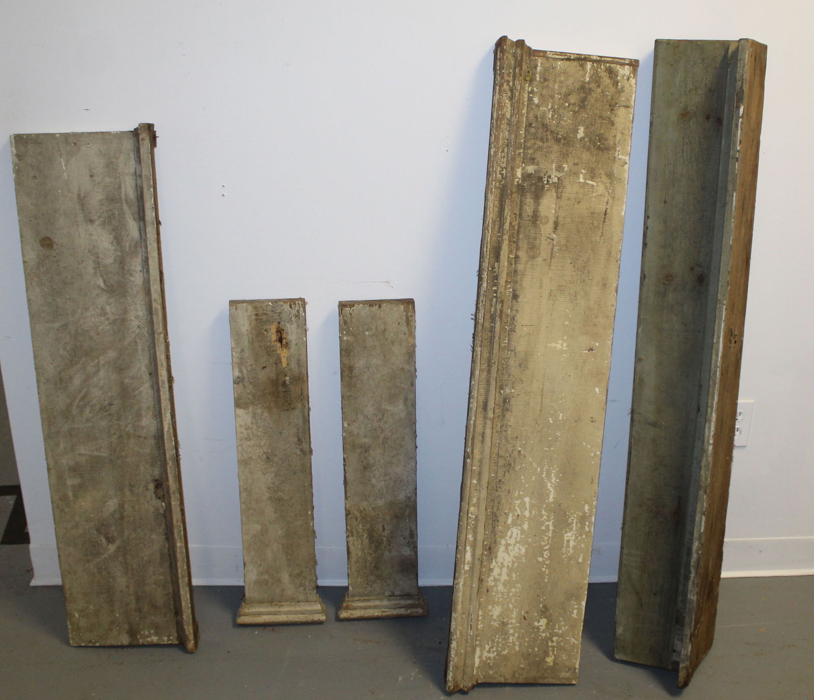 Lot of 5 antique wooden painted architectural panels incl mantle pieces - 27 1/2" - 50" tall (1 of 5)